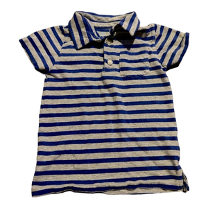 J. Crew crewcuts striped‎ polo blue grey size 2t